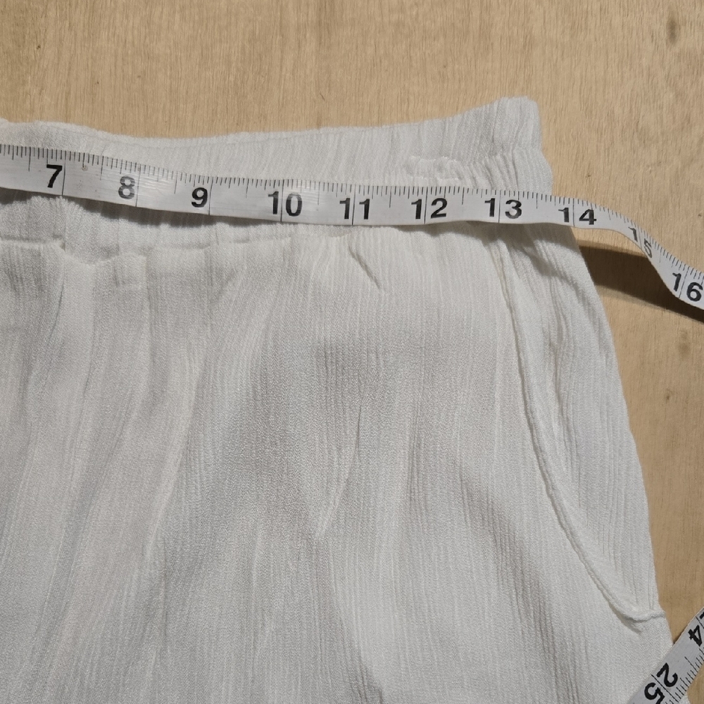 102 NWT Zenana White Woven Crepe Elastic Band Wide-Leg Pants Pockets Sm Md Lg XL - Picture 4 of 9